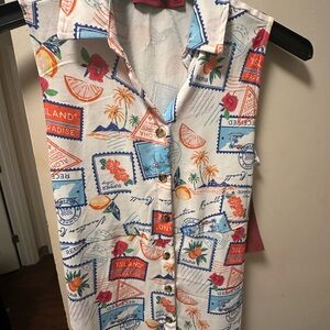 Tropical Print Sleeveless Dress